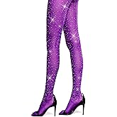 LUCKELF Sexy High Waist Tights Sparkle Rhinestone Fishnets Party Rhinestone Mesh Stockings