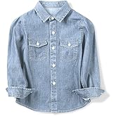 OCHENTA Boys Denim Button Down Shirt Long Sleeve Lightweight Chambray Tops