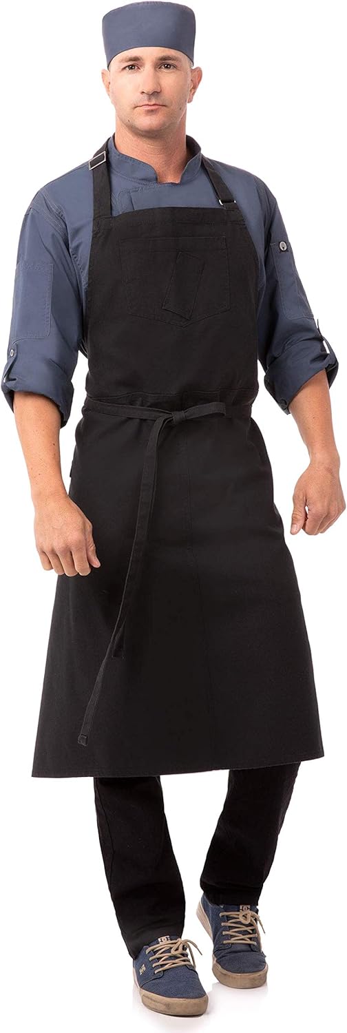 Chef Works Unisex Rockford Chefs Bib Apron, Steel Gray, 0: Clothing