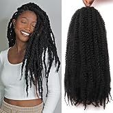 8 Packs Marley Twist Braiding Hair 18 Inch Cuban Twist Hair 1B | Marley Hair Afro Kinky Braiding Hair Low Maintenance Skin-Friendly Synthetic Marley Twist Hair Extensions