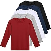 5 Pack Cotton Boys Long Sleeve Shirts Toddlers Soft Crewneck Tee Kids Basic Long-Sleeve T-Shirts Top