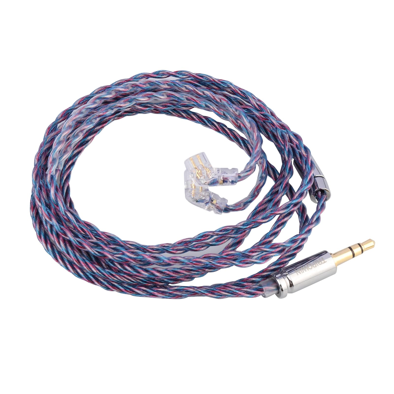 Linsoul Tripowin Sirene 4 Cores IEM Cable, 24AWG OFC Replacement Cable, for In Ear Monitor, for KZ ZS10 PRO ZSN PRO X ZST X CRA (Recessed 2pin, 3.5mm)