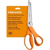 Fiskars 8" Orange-Handled Pinking Shears for Fabric Cutting &amp; Sewing | Zig Zag Scissor Blades Prevent Fraying, Ergonomic Handle, High-Grade Stainless Steel Blades Stay Sharp, For Arts and Crafts