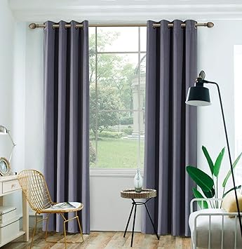 Amazon Com Temnetu Dark Grey Sun Blocking Grommet Curtains For