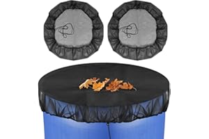 BRUWAA 2 Pcs Mesh Cover for Rain Barrels with Drawstring, Rain Barrel Netting Screen to Collect Rainwater from Gutter, Keeps Leaves and Debris from Falling into Rain Barrels for Outdoor Garden-39 Inch