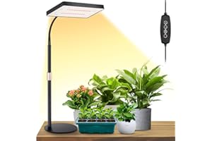 LBW Desk Grow Light, Full Spectrum Plant Light for Indoor Plants, Grow Lamps with 4/8/12H Timer, 10"-26" Height Adjustable, 6 Brightness Levels
