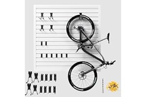 Ginchain Garage Slatwall Panel Wall Organizer - Slat Wall Paneling Sheets with Hooks, Interlocking PVC Panels for Tool Organization Mounted Storage Systems