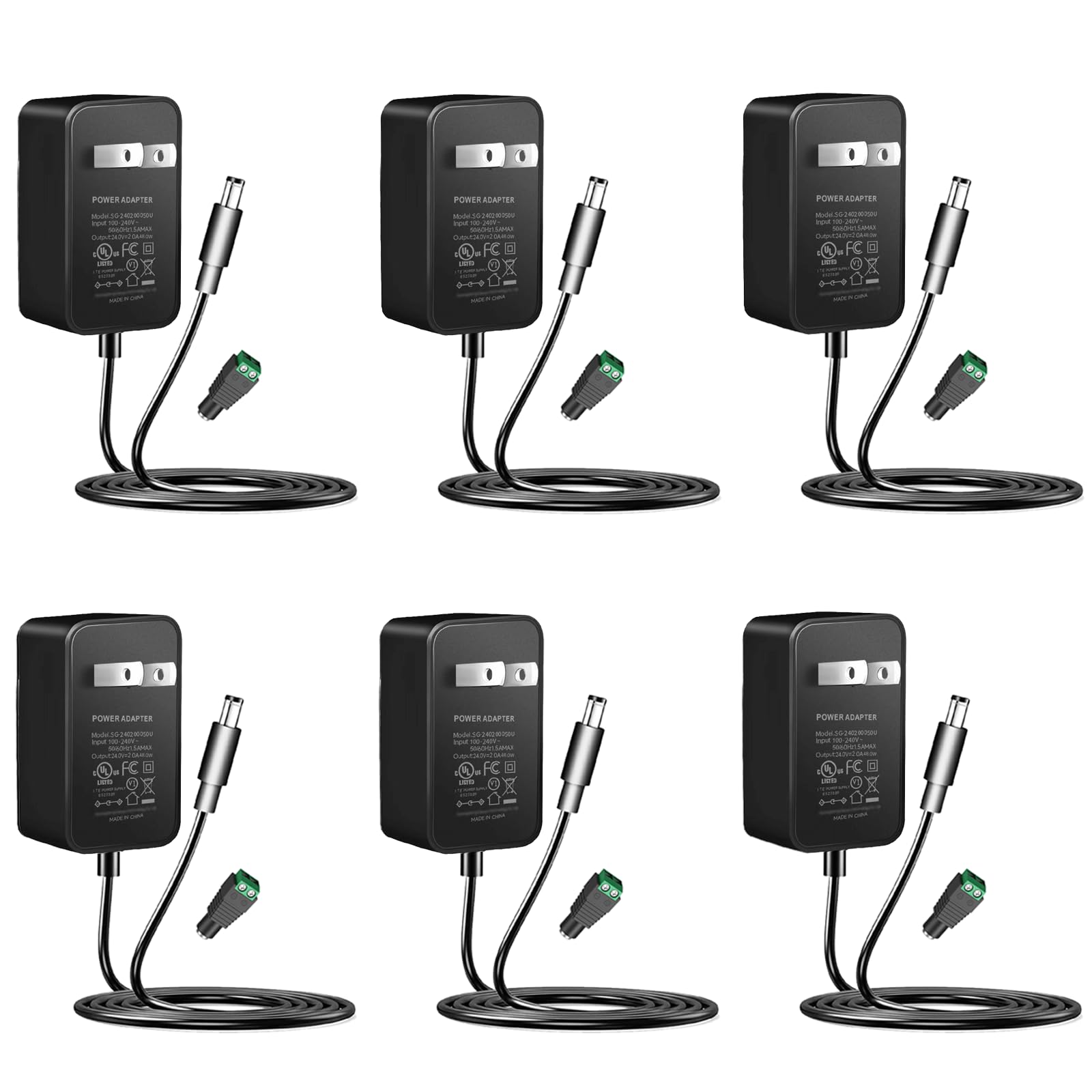 Photo 1 of 24V 2A Power Supply 6 Pack, UL Listed 24 Volt LED Power Supply Adapter, 100-240V AC to 24V DC Converter Adapter with 5.5mm x 2.1mm DC Plug for LED Strips CCTV Camera