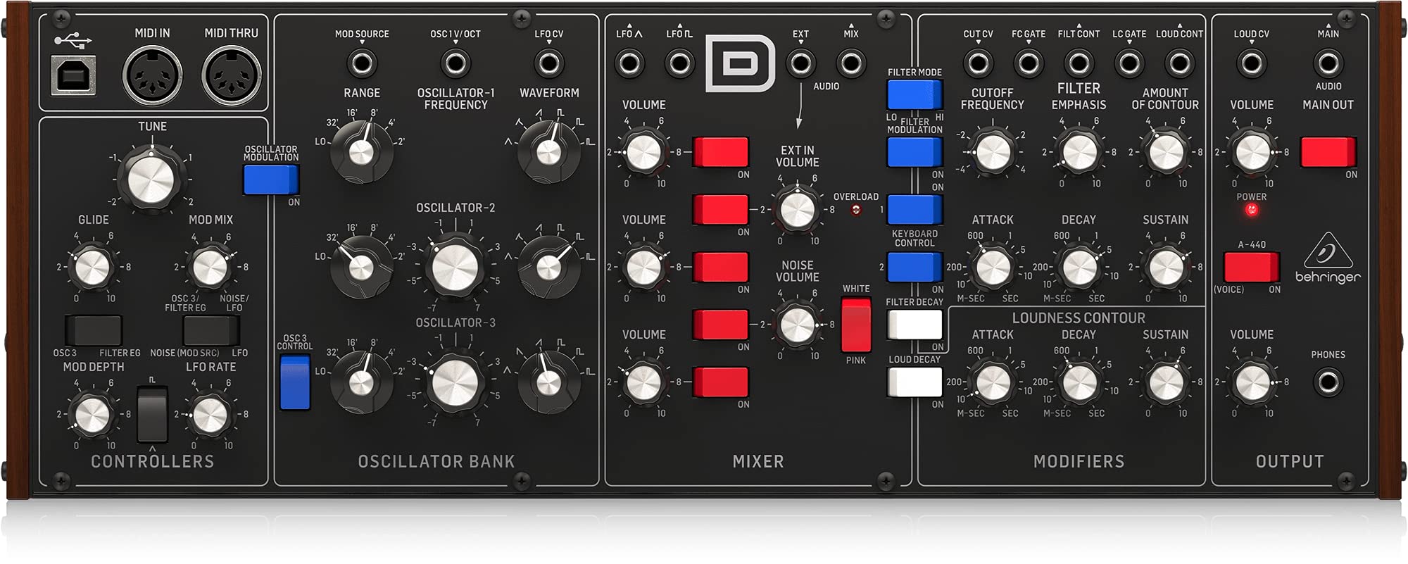 Behringer Model D Synthétiseur Analogique Avec 3 Vcos, Filtre Ladder, Lfo Et Format Eurorack