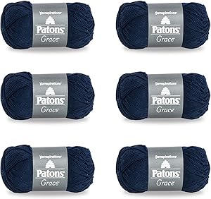 PATONS Grace Navy Garn – 6 Stück à 50 g – Baumwolle – 3 DK – 130 Meter – Stricken, Häkeln und Basteln