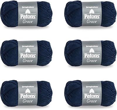 PATONS Grace Navy Garn – 6 Stück à 50 g – Baumwolle – 3 DK – 130 Meter – Stricken, Häkeln und Basteln