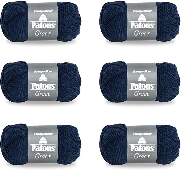 PATONS Grace Navy Garn – 6 Stück à 50 g – Baumwolle – 3 DK – 130 Meter – Stricken, Häkeln und Basteln