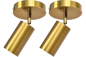 Zicbol Track Lighting Ceiling Spotlight, Gold Ceiling Light Fixture, Gu10 Ceiling Spotlights Indoor Angle Adjustment Modern Wall Lamp for Living Room, Gallery, Cabinet, Hallway, Bedroom 2 Packs