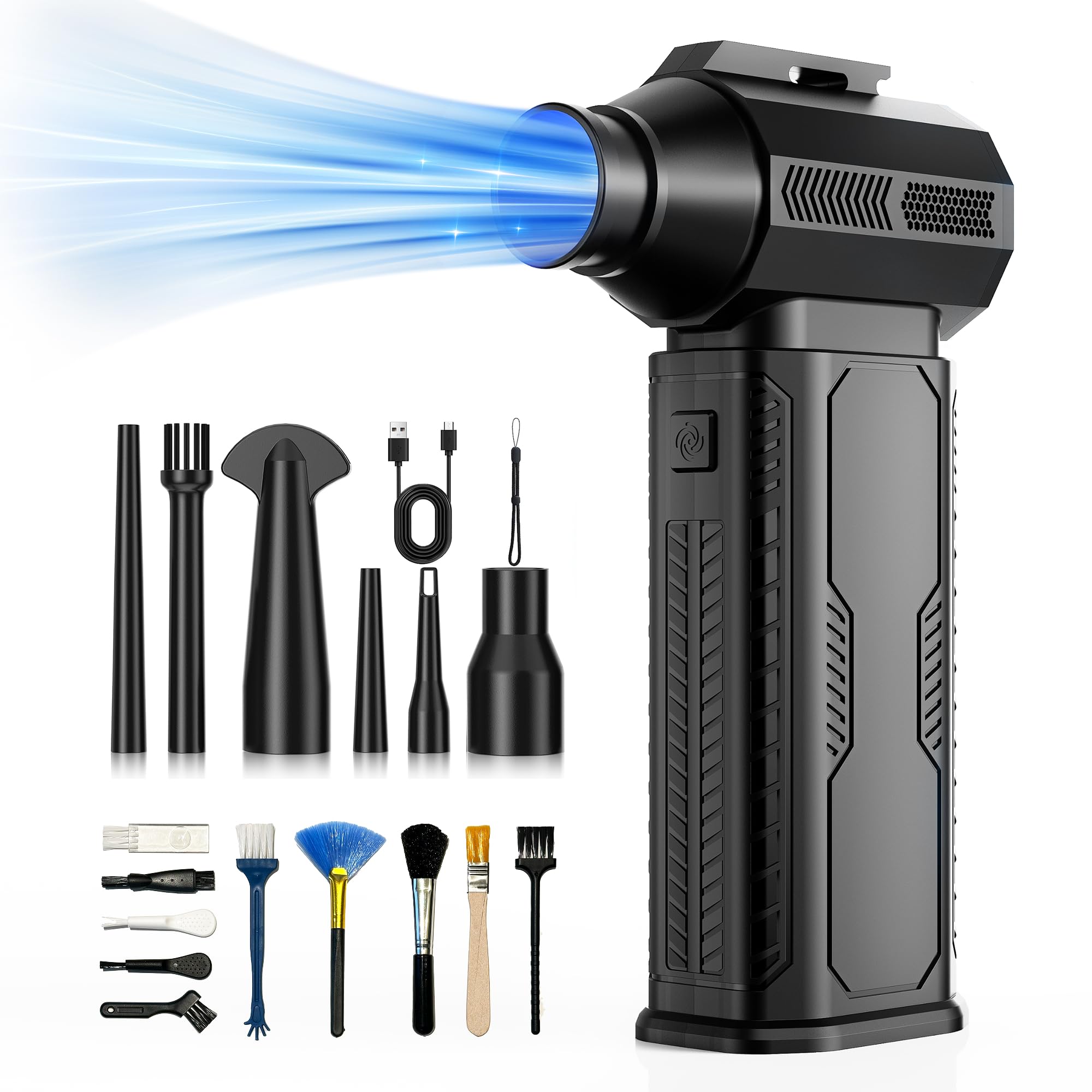 Photo 1 of ZOAIVR Compressed Air Duster, 130,000RPM Ultra-Powerful Cordless Electric Air Duster with 8000mAh Rechargeable Battery, 4-Gear Adjustable Air Blower for Keyboard, Computer, Car, Home Cleaning