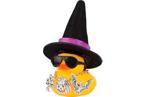 MuMyer Rubber Duck Car Ornaments Yellow Duck Car Dashboard Decorations with Mini Witch Hat Sunglasses Necklace and Cute Accessories for Party Gifts(H2)