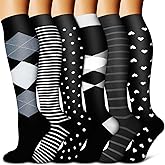 BLUEENJOY Copper Compression Socks for Women & Men (6 pairs) - Best Support for Nurses, Running, Hiking, Recovery