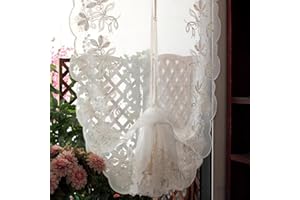 A.Monamour White Transparent Sheer Embroidered Voile Floral Lace Balloon Curtain Window Roman Shades Window Treatment Tie Up Curtain Cottage Adjustable Tie Tieup, Rod Pocket/Pinch Pleat, 1 Piece