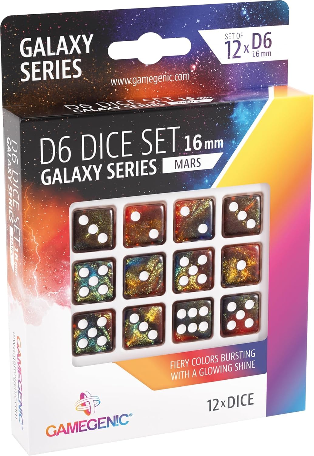 Set of 6 Faces Nebula Dice 16mm (12pcs)