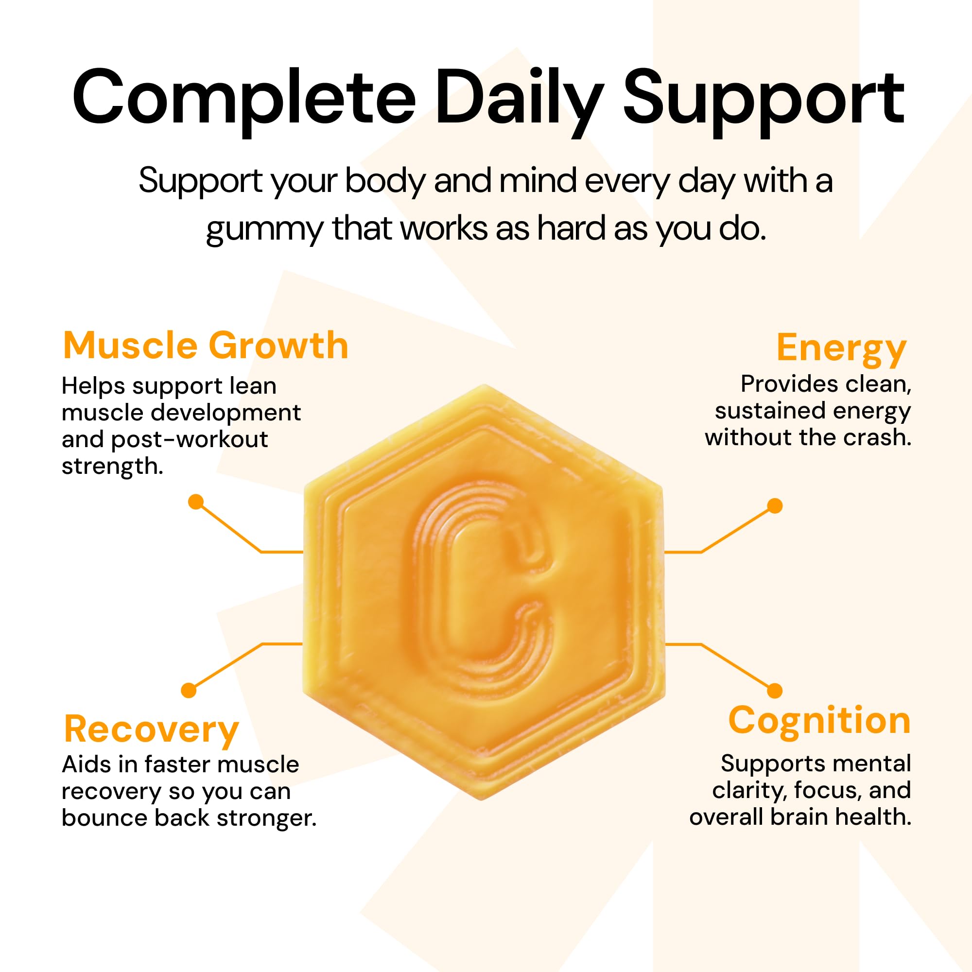 Create Creatine Gummies for Men & Women - NSF Certified, 3rd Party Tested, Made with Creapure Creatine Monohydrate Powder, Great Tasting, Anti-Melting Formula, 90 Count (Orange)