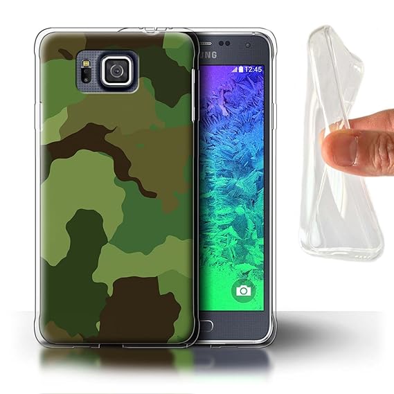 Stuff4® Gel TPU Hülle/Case für Samsung Galaxy Alpha/US Waldkampf Muster/Militär Camouflage Tarnung Kollektion