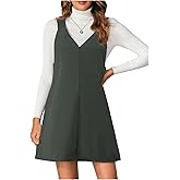 Milumia Women V Neck Corduroy Overall Dress 2025 Fall Mini Pinafore Jumper Dress