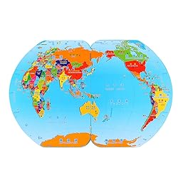 Monique Wooden Puzzle World Map Board Flag Matching