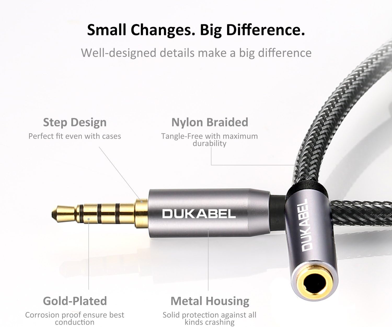DuKabel Headphone Extension Cable, 3.5mm Male to Female Stereo Audio Cable Lossless Audio Sound Premium Audio Cord Extension Cable Gold Plated Jack & Strong Nylon Braided - Top Series (4ft/1.2m): Home Audio & Theater