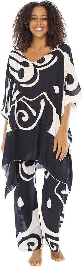 Back from Bali Womens Loungewear Set 2 Piece Soft Flowy Boho Black