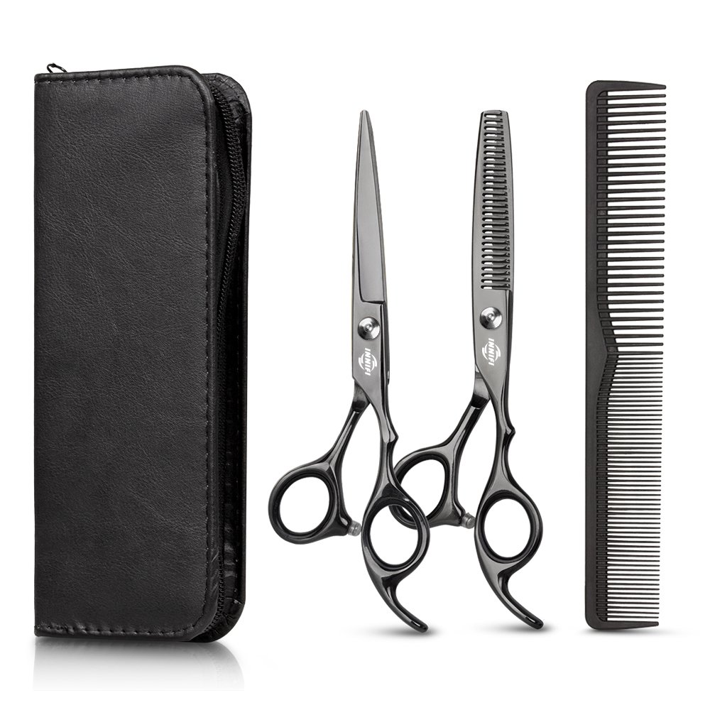 Hair Cutting Scissors Set with Hair Comb, Leather Scissors Case and