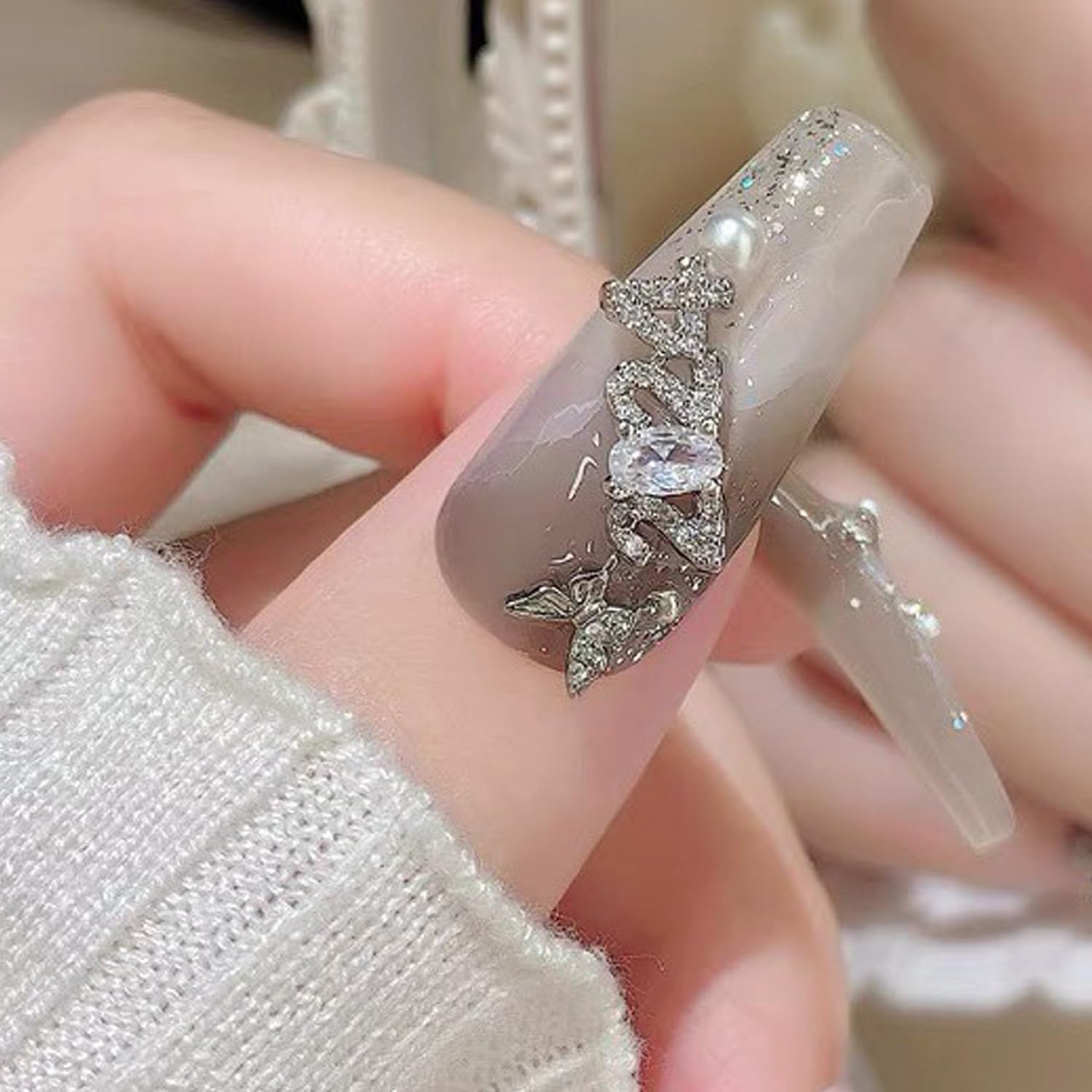 2024 Nail Art Decorations 2024 Number Nail Rhinestone Rivet 3D Alloy Nail Glitter Design Metal Digit Nail Diamond Supplies for Women Girls Manicure Graduation Decorations DIY Jewelry Making Crafts - Image 3