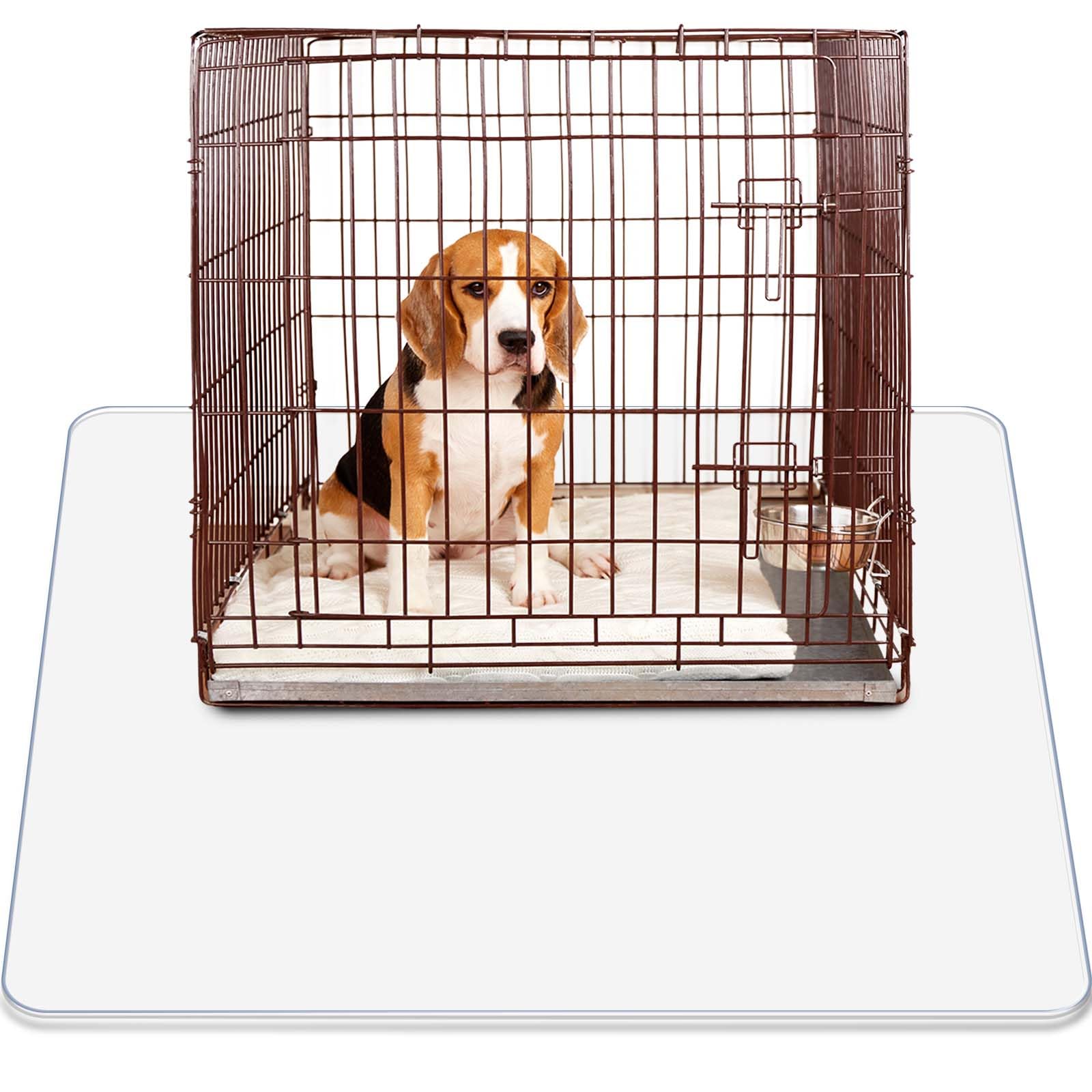Photo 1 of Cinnvoice Under Dog Crate Mat PVC Under Cage Mat Pet Floor Protector 48 x 48 Inch Waterproof Bird Cage Liner Washable Dog Kennel Puppy Pee Training Water Resistant Pad to Protect Floors, Clear