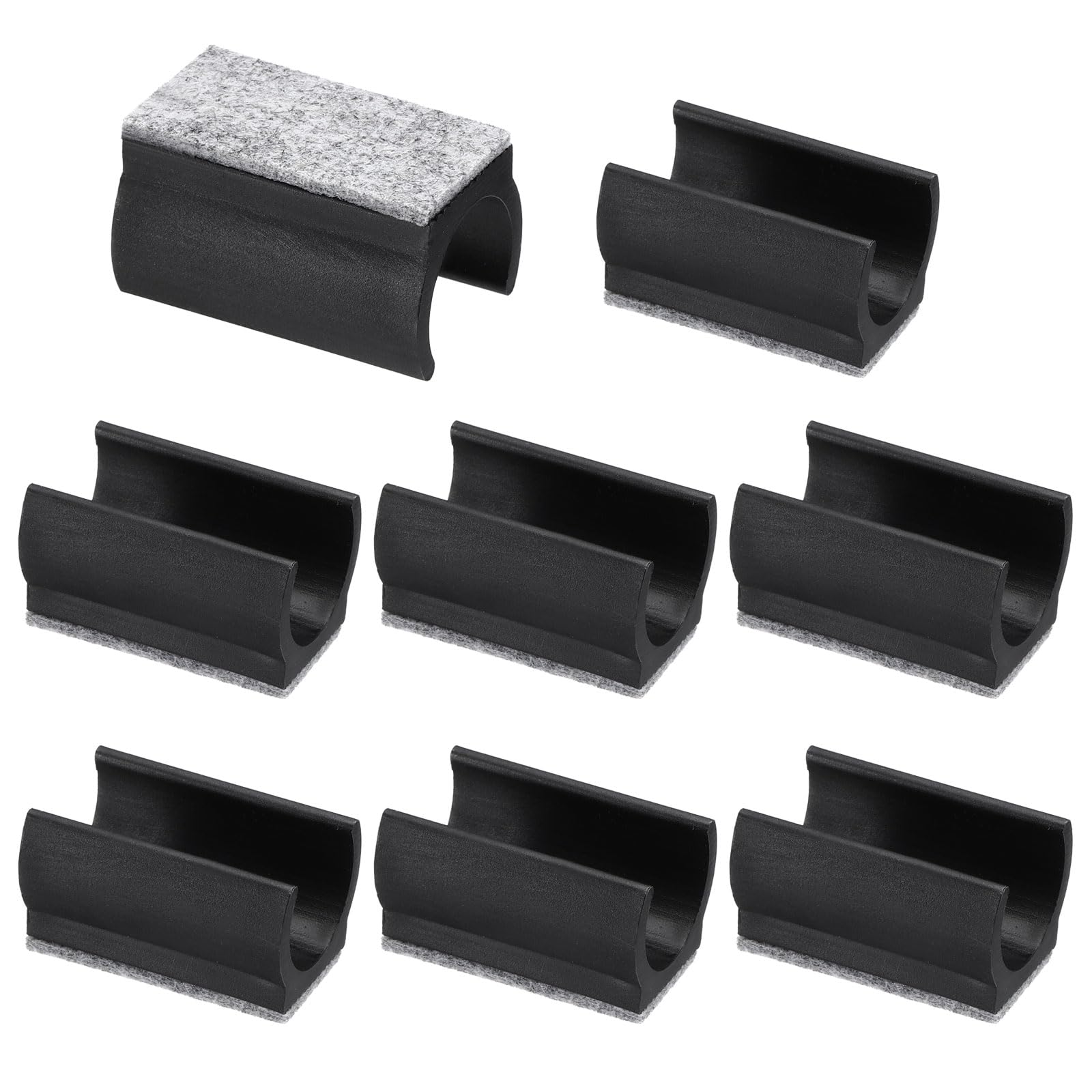 PATIKIL 22mm Rectangle Chair Leg Cover with Felt Pad, 8Pcs Slide Smoothly No Scratches No Noise Furniture Feet Hardwood Protectors Tips Floor Glides Tubing Caps for Office, Black Grey