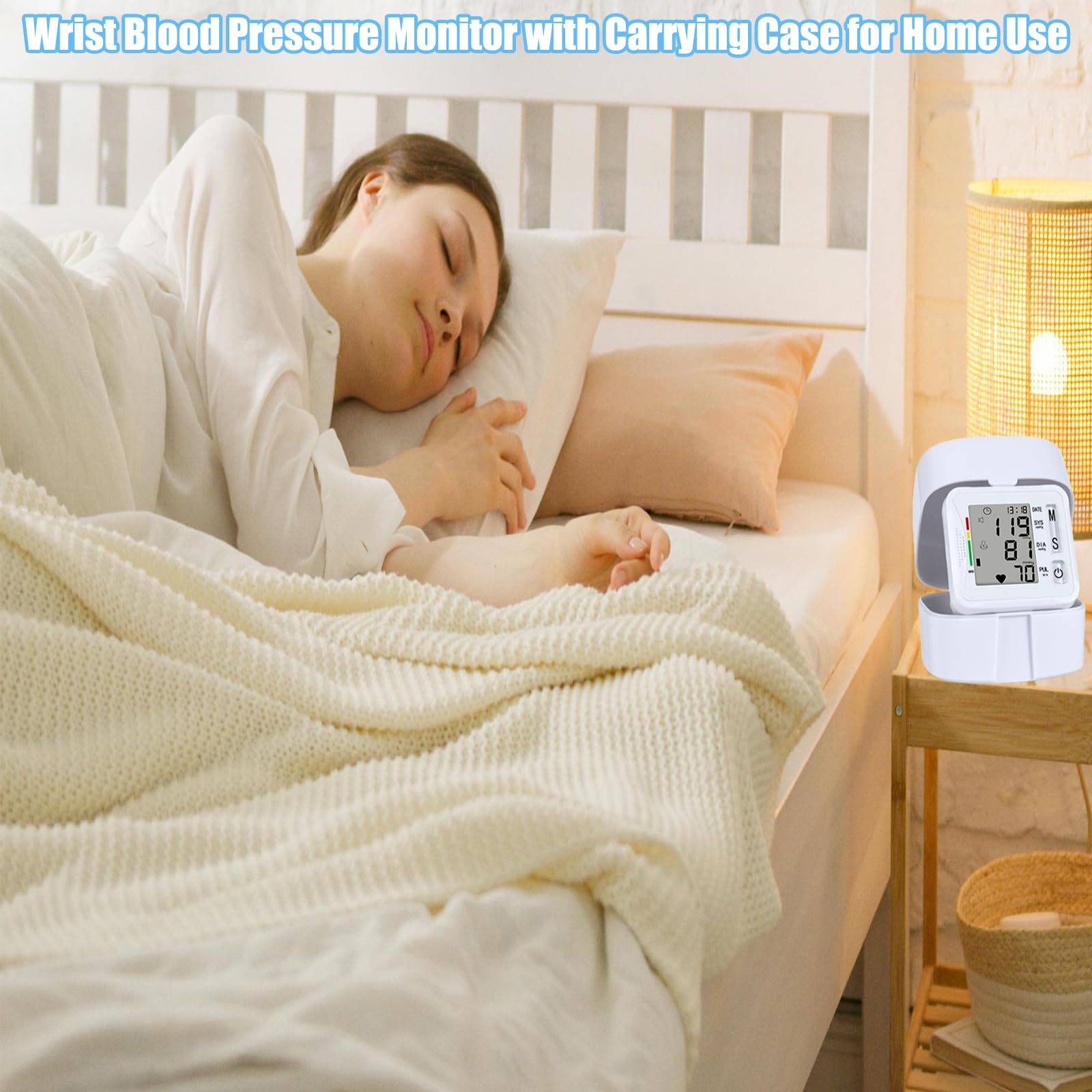 TOPBOMED Electronic Blood Pressure Monitor,Wrist Blood Pressure Monitor 2x99 Reading Memory for Adults Wrist BP Monitor with Carrying Case for Home Use