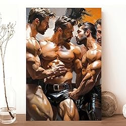 HMLZSJ Nude Muscle Male Torso Portrait Art Gay