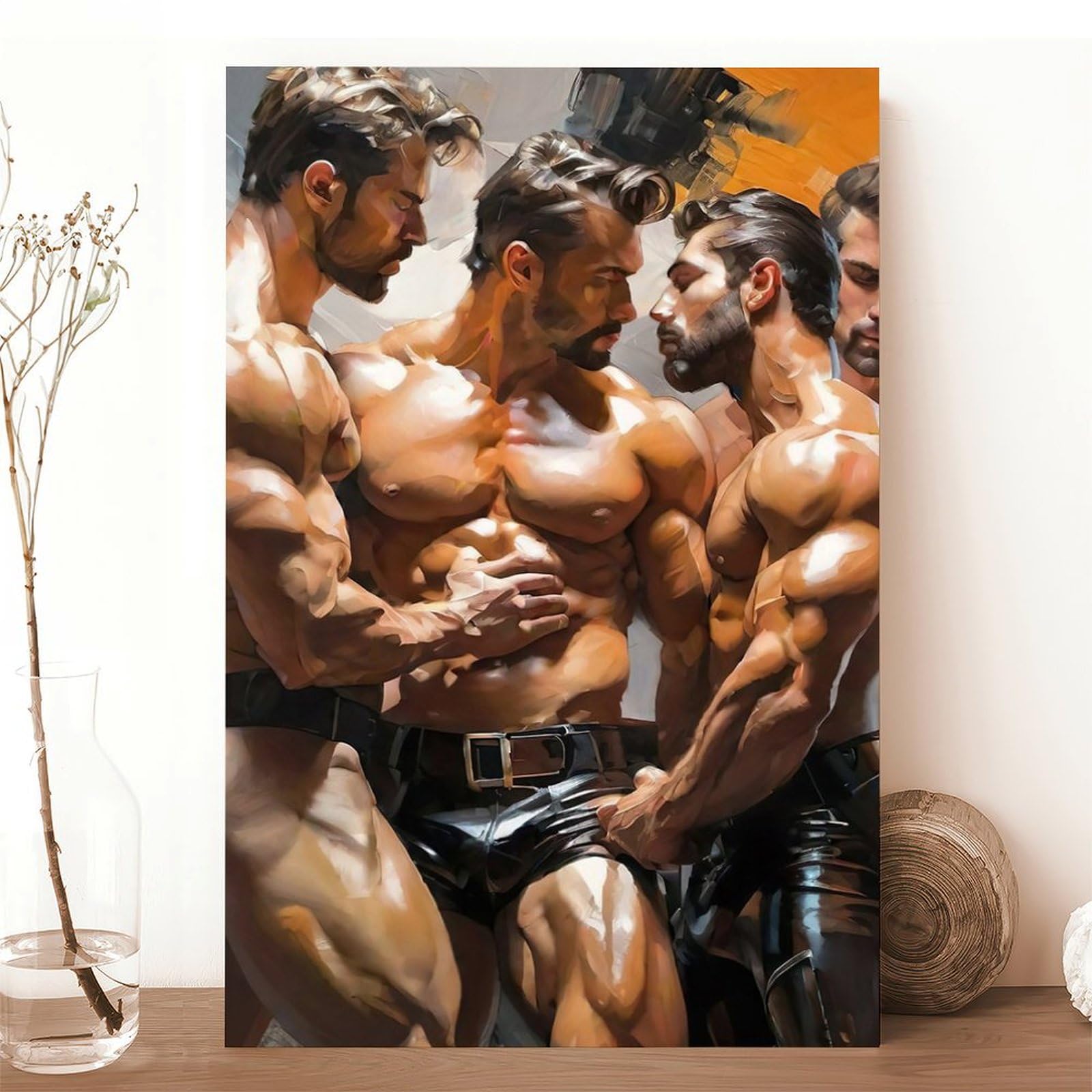 HMLZSJ Nude Muscle Male Torso Portrait Art Gay