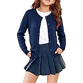 PATPAT Girls Cardigan Sweater Size 4-12 Years Long Sleeve Cotton Knit Crewneck Button School Uniform Kids Casual Cute Outwear