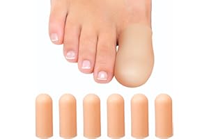 Homergy Soft Gel Toe Caps with Healing Coconut Oil - 6 Reusable Big Toe Protectors for Ingrown or Missing Toenails, Corns, Calluses & Blister Relief