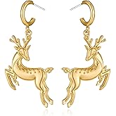 MYCUTEY Christmas Earrings For Women Cute Reindeer,Candy Cane,Light Bulb,Champagne Bottle Dangle Earrings With Sparkling Rhinestones Christmas Holiday Jewelry Gifts