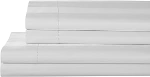 Elite Home Products T325 100% Pima Cotton Tuxedo Woven Stripe S/Set,Calking,White