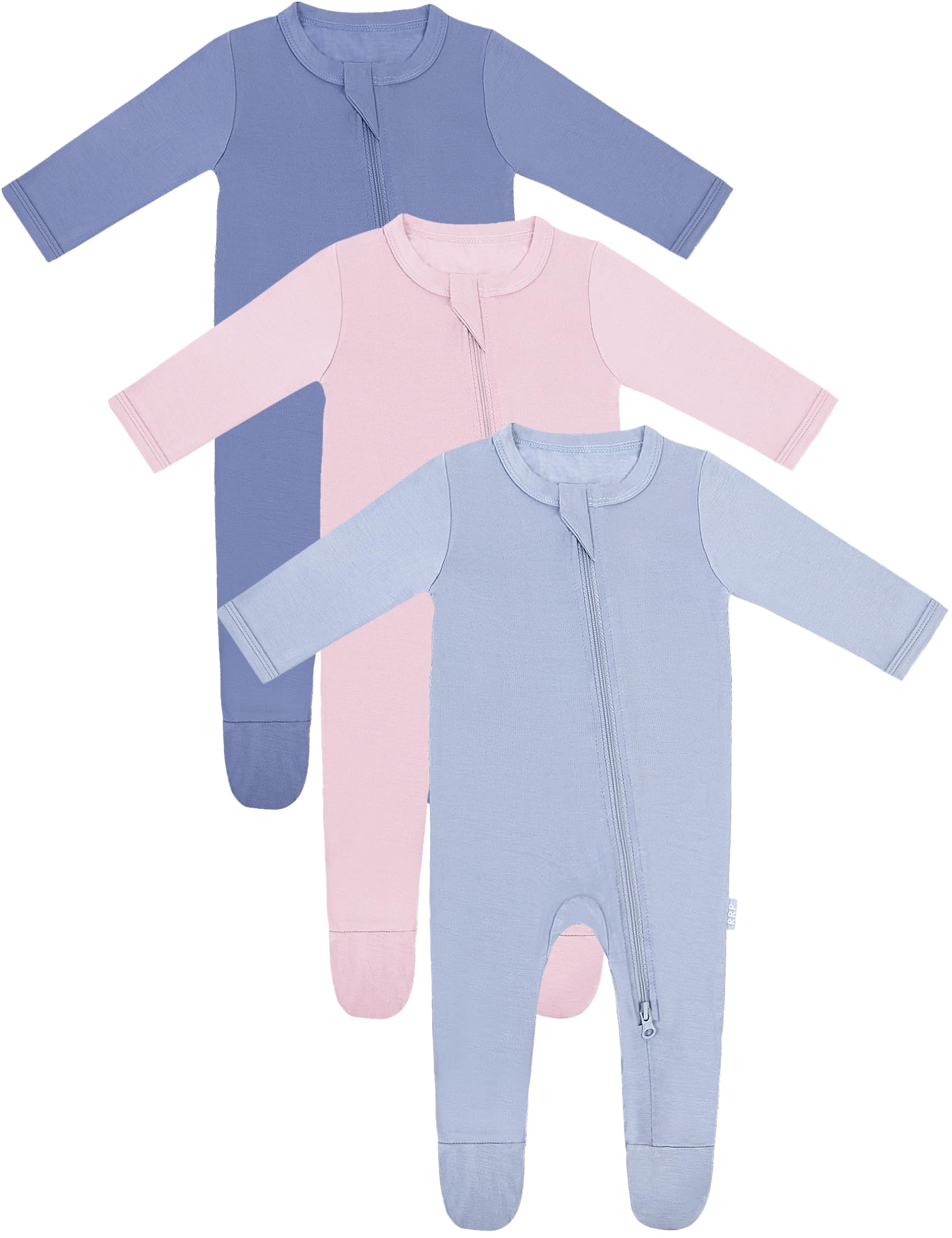Photo 1 of RRP Unisex Baby Footies Pajamas,Buttery Soft Sleep 'N Play PJs,2-Way Zipper Closure,0-18 Months (Slate/BlueGrey/Blush, 6-9 Months)