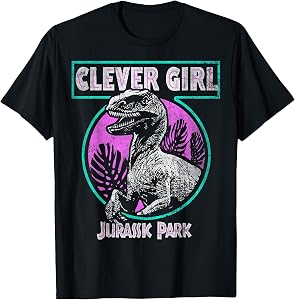 Jurassic Park Distressed Teal Raptor Clever Girl Short Sleeve T-Shirt