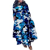 Baczoe Plus Size Dress for Curvy Women Stretch Self Tie A-Line Maxi Dress with Pockets Swing Long Outfit