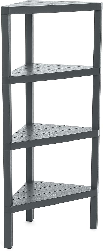 Tatay Lombok Grey 4 Tier Corner Shelf Moisture Resistant 32 kg Load
