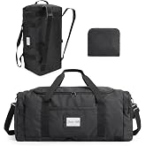 BAGSAMRT 60L Foldable Duffle Bag for Travel, Large Travel Duffel Bag for Men, 4 in 1 Travel Backpack, Carry on Weekender Bag, Black