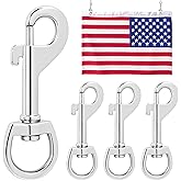 Elempony 4Pcs Flag Clips Swivel Snap Hook - 2.72" Metal Clips Heavy Duty for Flagpole Ropes, Dog Leashes, Tarp, Diving, Essential Flag Pole Accessories