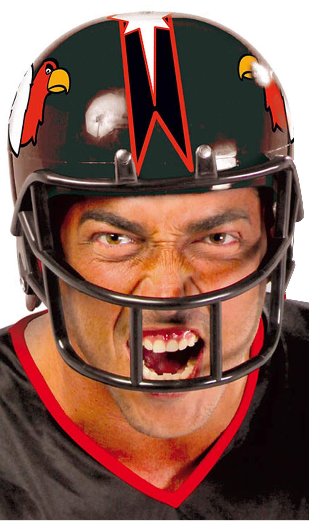 FIESTAS GUIRCA | Black American Football Helmet (One Size) - Sports Accessory for American Football Player Costumes - Ideal for Themed Parties and Sports Celebrations - Unisex Adult - Black