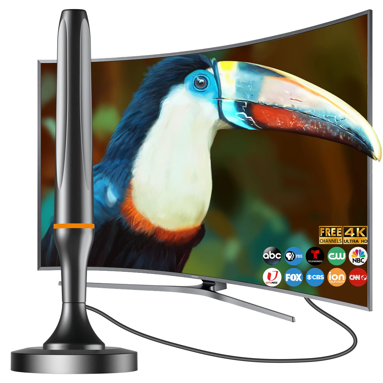 Photo 1 of 2025 Upgraded HD Antenna, TV Antenna Indoor for Smart TV, Long Range Reception Digital Antenna with Strong Magnetic Base for Local Channels Support 1080p/4K/8K/All TVs