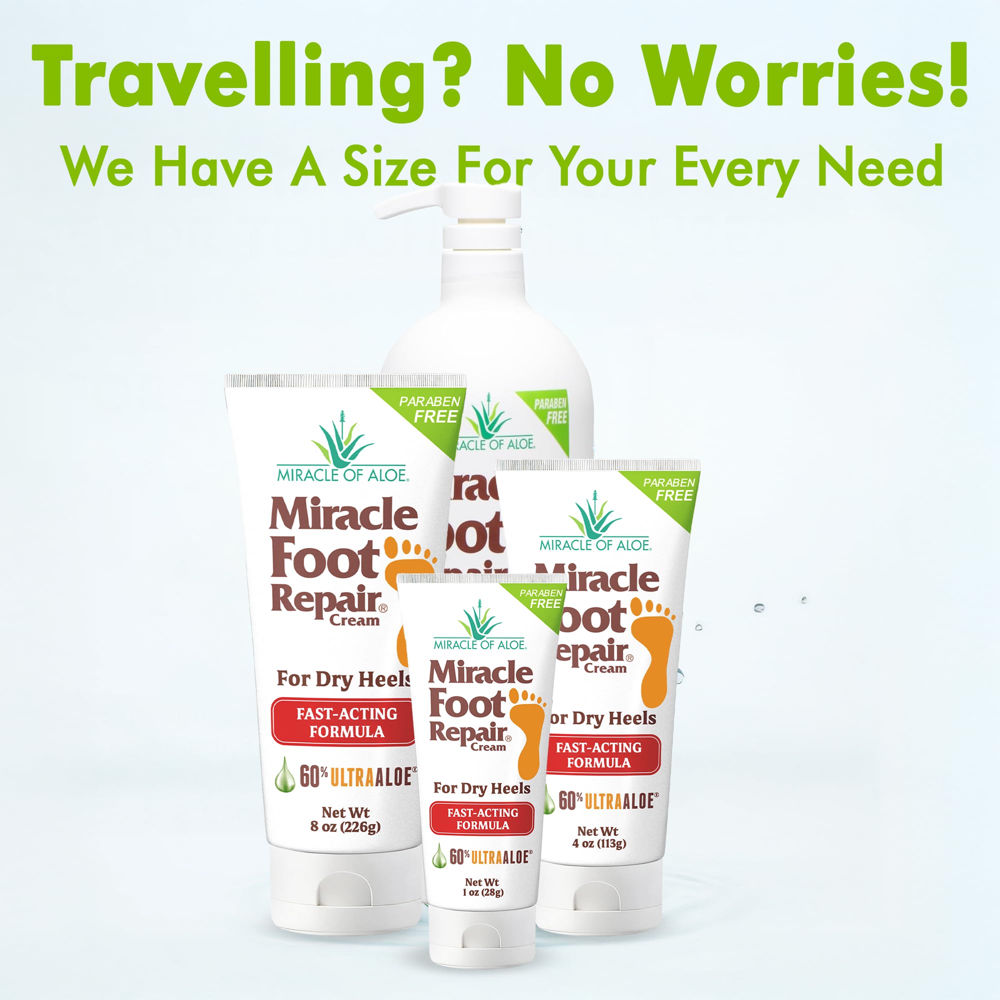 Miracle Foot Repair Cream (8 oz) Repairs Dry Cracked Heels and Feet, 60% Pure UltraAloe Moisturizes, Softens, and Repairs