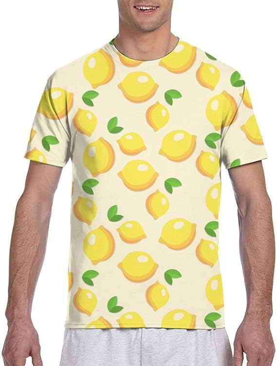 Athletic Men's Short Sleeve Lemon Loose Tee Tops TShirts