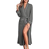 Ekouaer Robes for Women Lightweight Knit Waffle Bathrobe Full Length Kimono Casual Ladies Loungewear